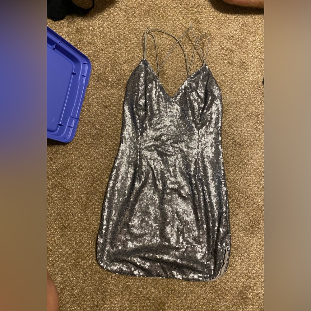 Silver Sparkly Mini Dress